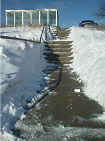 slippery steps