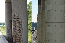 concrete bridge pier columns with corrosion