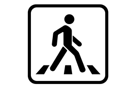 illustration of pedestrian walking in crosswalk